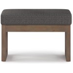 SIMPLIHOME Milltown 26 inch Wide Rectangle Ottoman Bench Ebony Footstool Tweed Look Polyester Fabric for Living Room Bedroom Contemporary Modern
