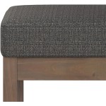 SIMPLIHOME Milltown 26 inch Wide Rectangle Ottoman Bench Ebony Footstool Tweed Look Polyester Fabric for Living Room Bedroom Contemporary Modern