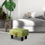 Small Foot Stool with Handle Green PU Leather Short Foot Stool Rest Rectangle Storage Foot Stools Ottoman with Plastic Legs Padded Footstool Small Step Stool for Living Room Office Desk Patio