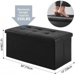 YOUDENOVA 30 inches Folding Storage Ottoman 80L Storage Bench for Bedroom and Hallway Faux Leather Black Footrest with Foam Padded Seat Support 350lbs